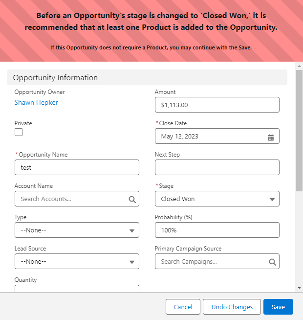 Opportunity information