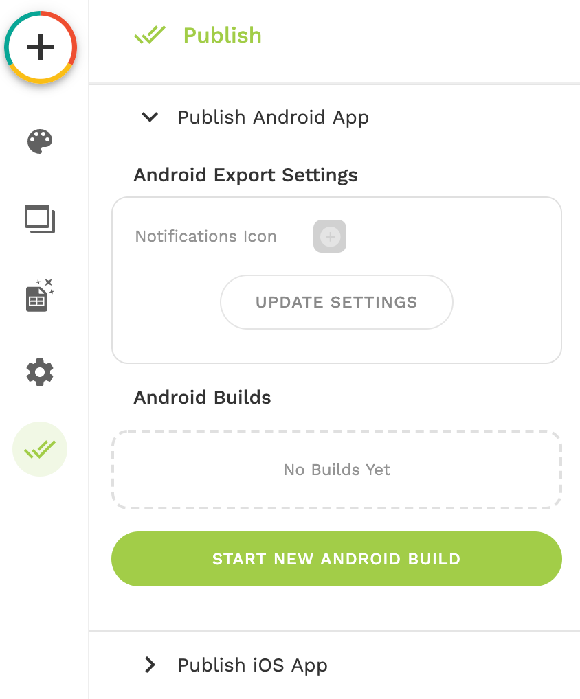 Build apps without code - Publish native app to Google Play store