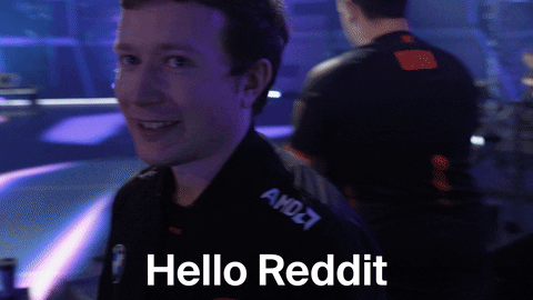 Giphy clip of man waving at the camera and saying "Hello Reddit"