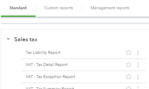 QuickBooks Reporting: Standard Report