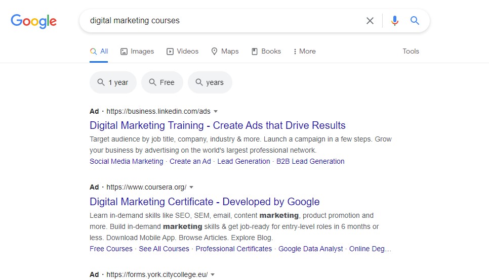 example of paid search traffic