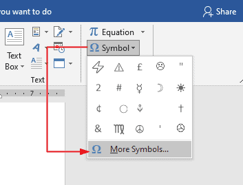 MS Word Insert More Symbols