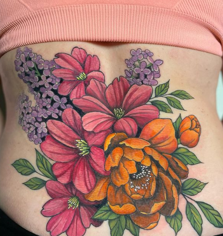 Floral Day Lower Back Tattoo
