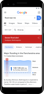 Google 洪水預報系統提供預警功能