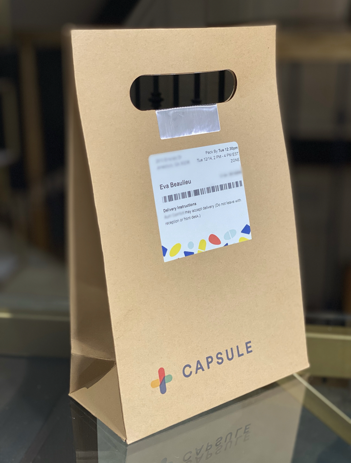Capsule pharmacy prescription delivery