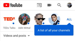 An example of YouTube with informative tooltip highlighting where all the subscribed channels can be accessed