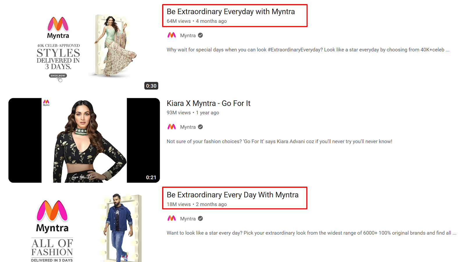 Myntra's CTA