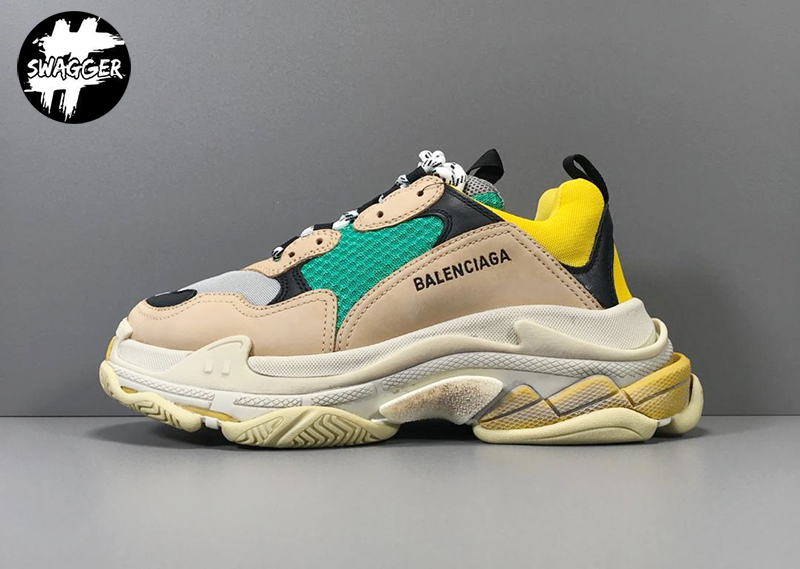 Giày Balenciaga Triple S Beige Green Yellow Plus Y Factory