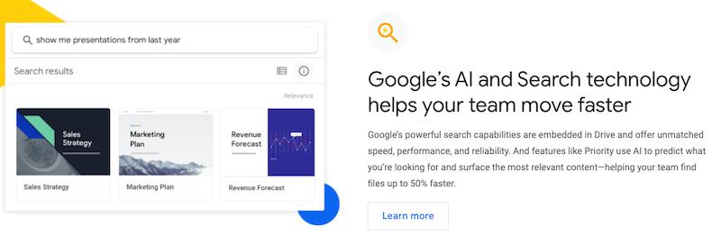 Función de inteligencia artificial de Google Drive 