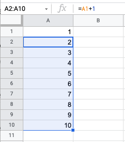 custom formula to auto increment numbers in google sheets