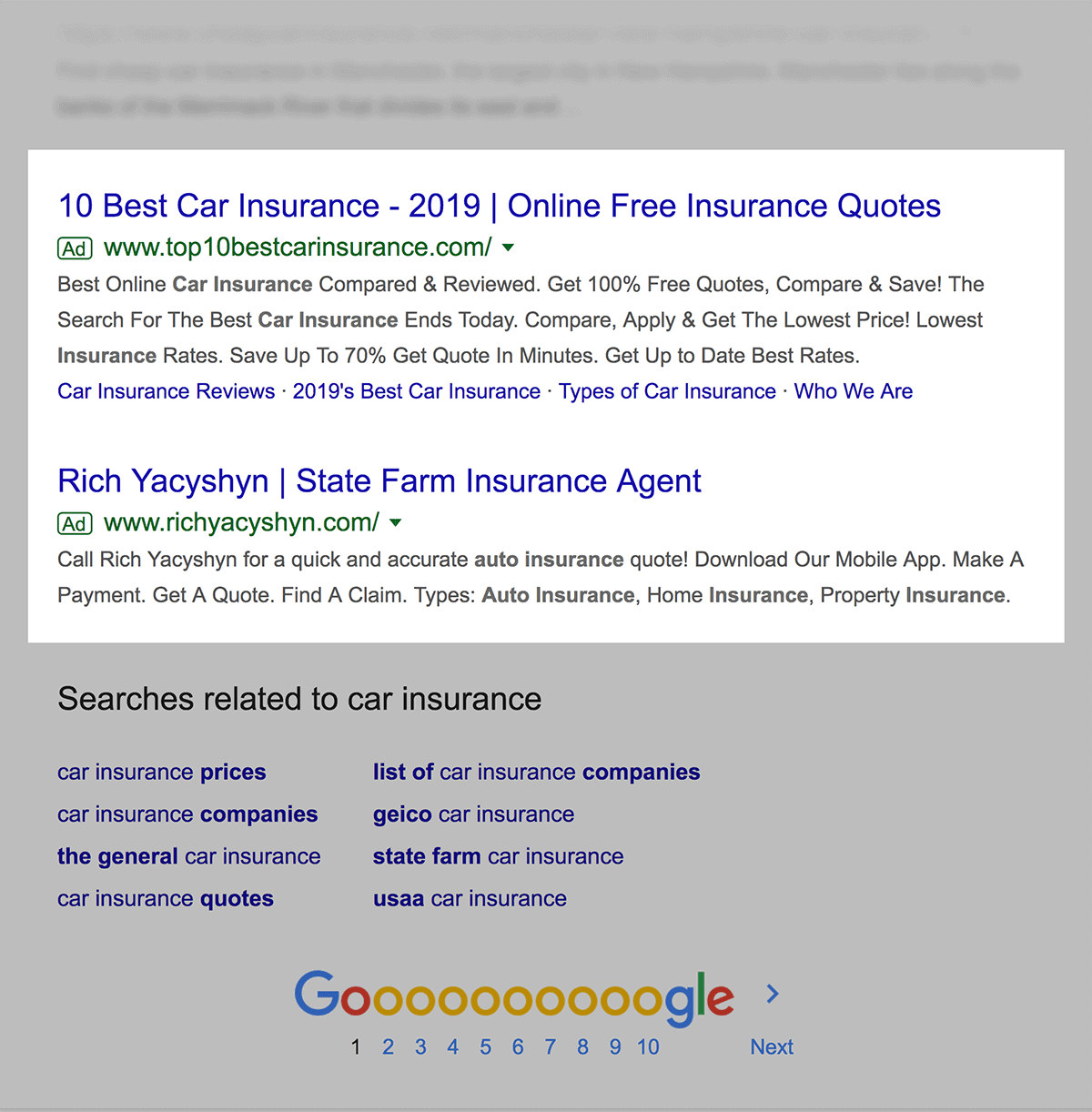 Ads at the bottom of SERPs page