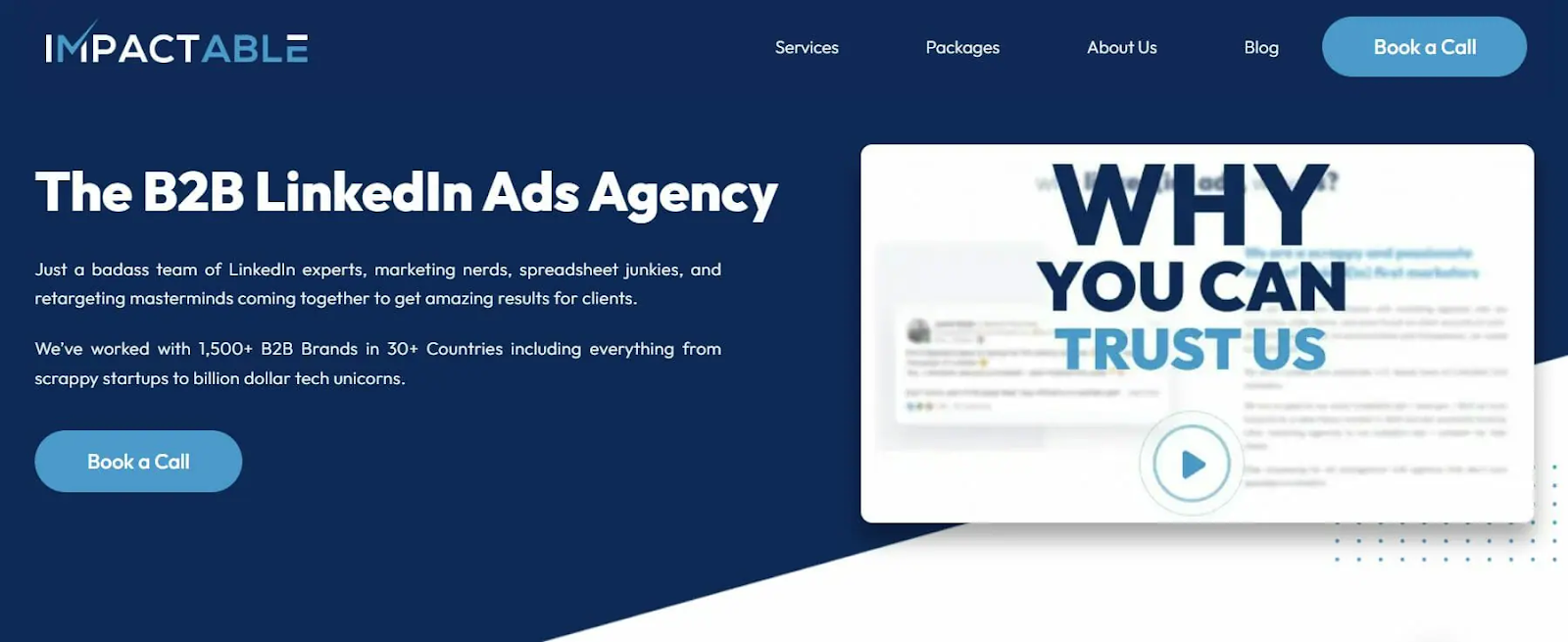 Impactable B2B marketing agency homepage