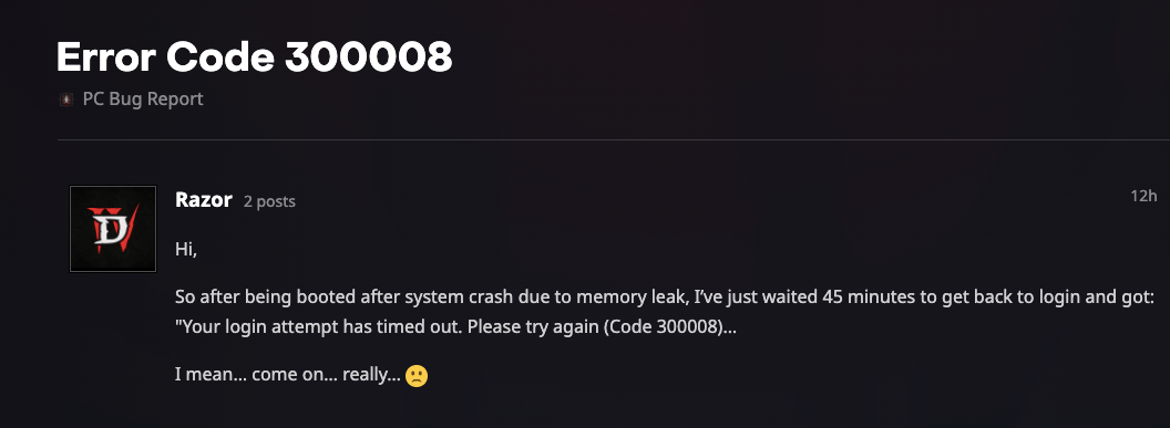 Diablo 4 error code 300008