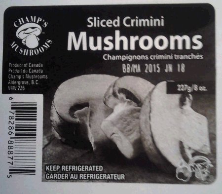 Champ's Mushrooms - Sliced Crimini Mushrooms - 227 gram
