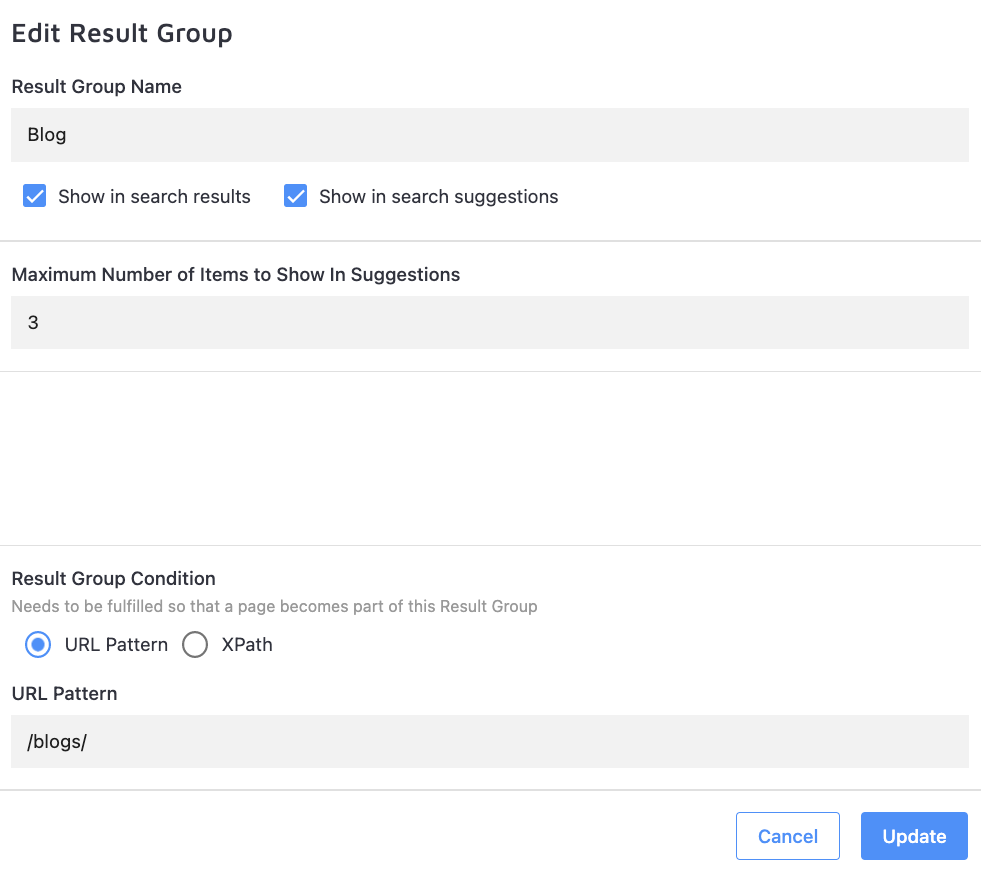 Result Group configuration example