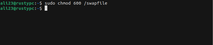 change swapfile file permission