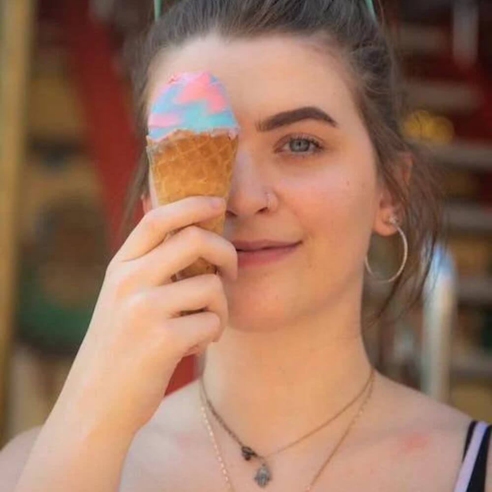 lady holding ice cream
