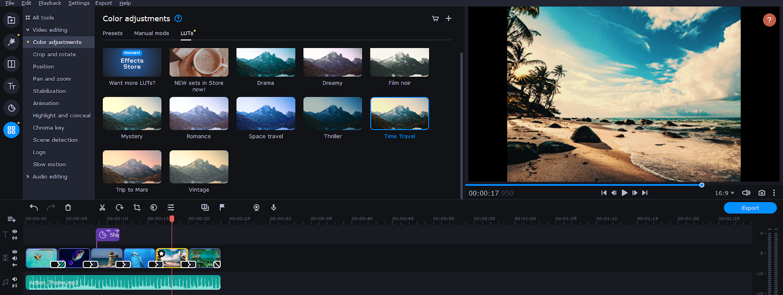 Movavi Video Editor Color Adjustment