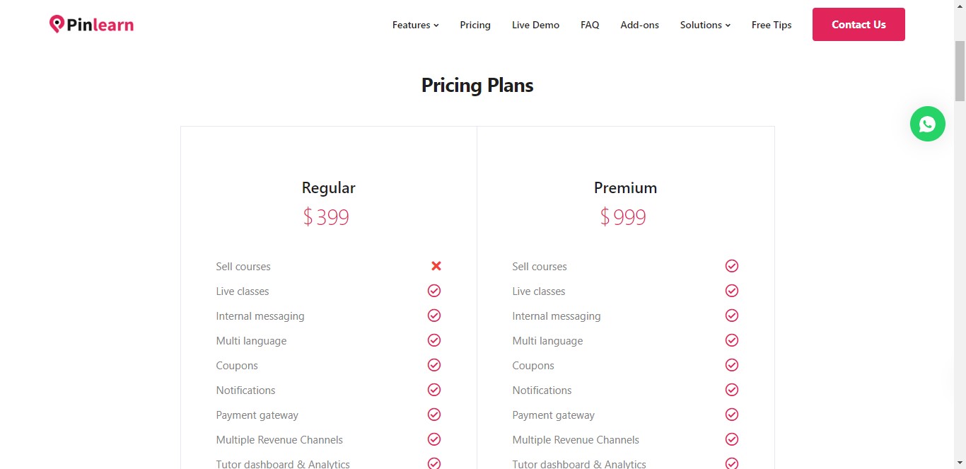 Pinlearn pricing