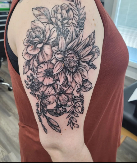 Lovely Fabulous Floral Sleeve Tattoo Women