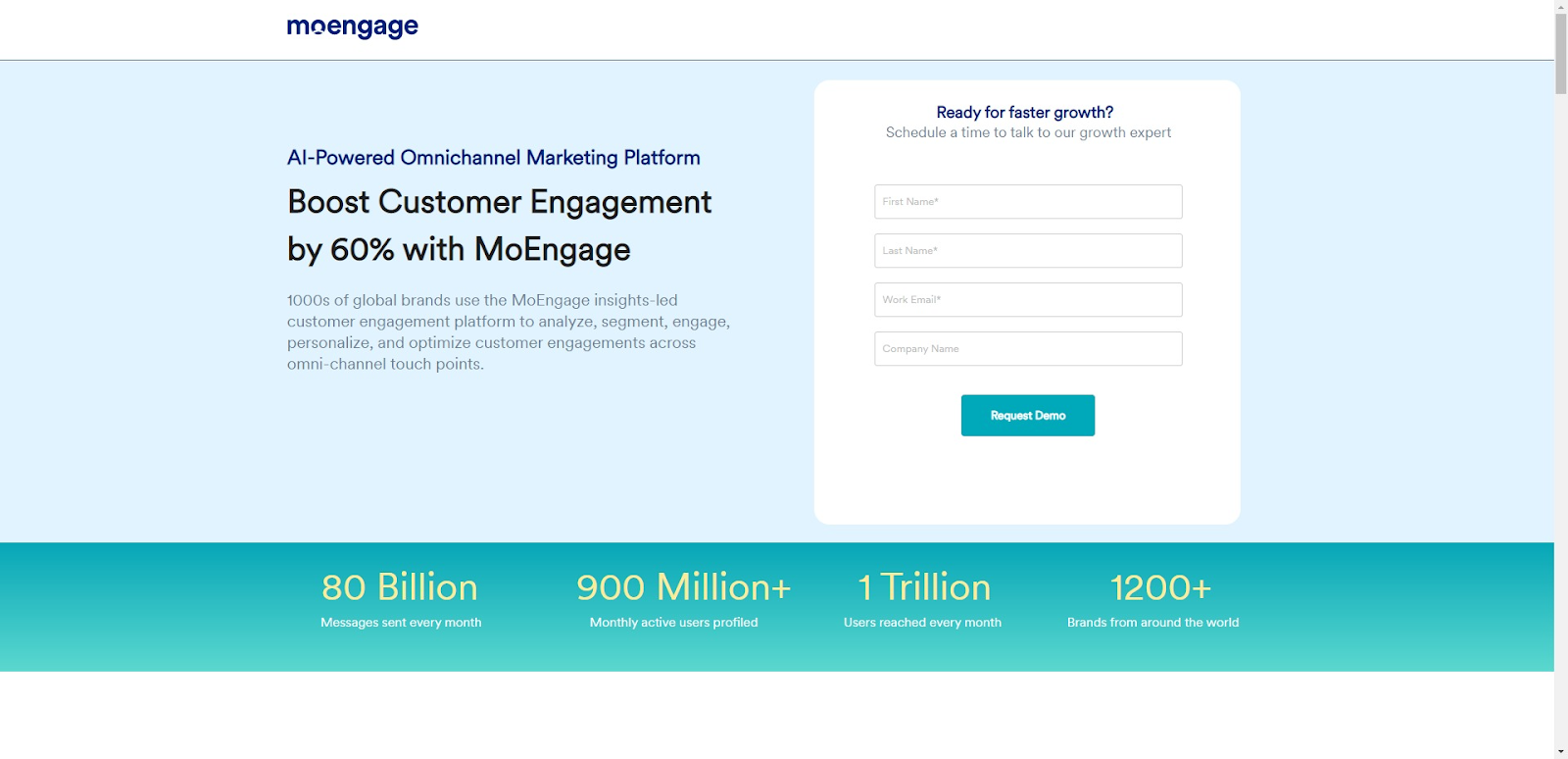 landing page that uses ROI and customer stats to build trust