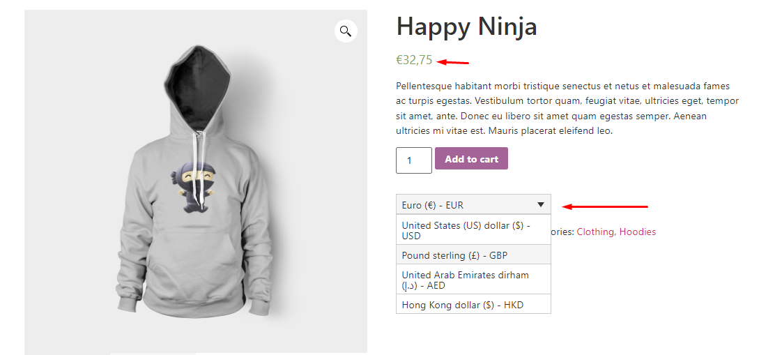 WooCommerce currency switcher