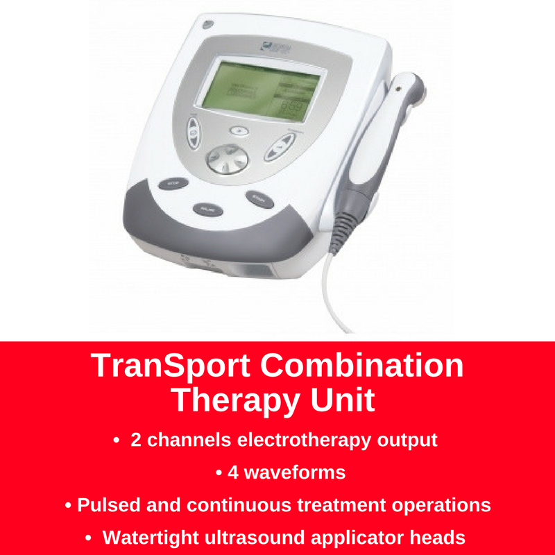 The Transport Combo Therapy Unit Provides both ultrasound therapy and e-stim in one unit