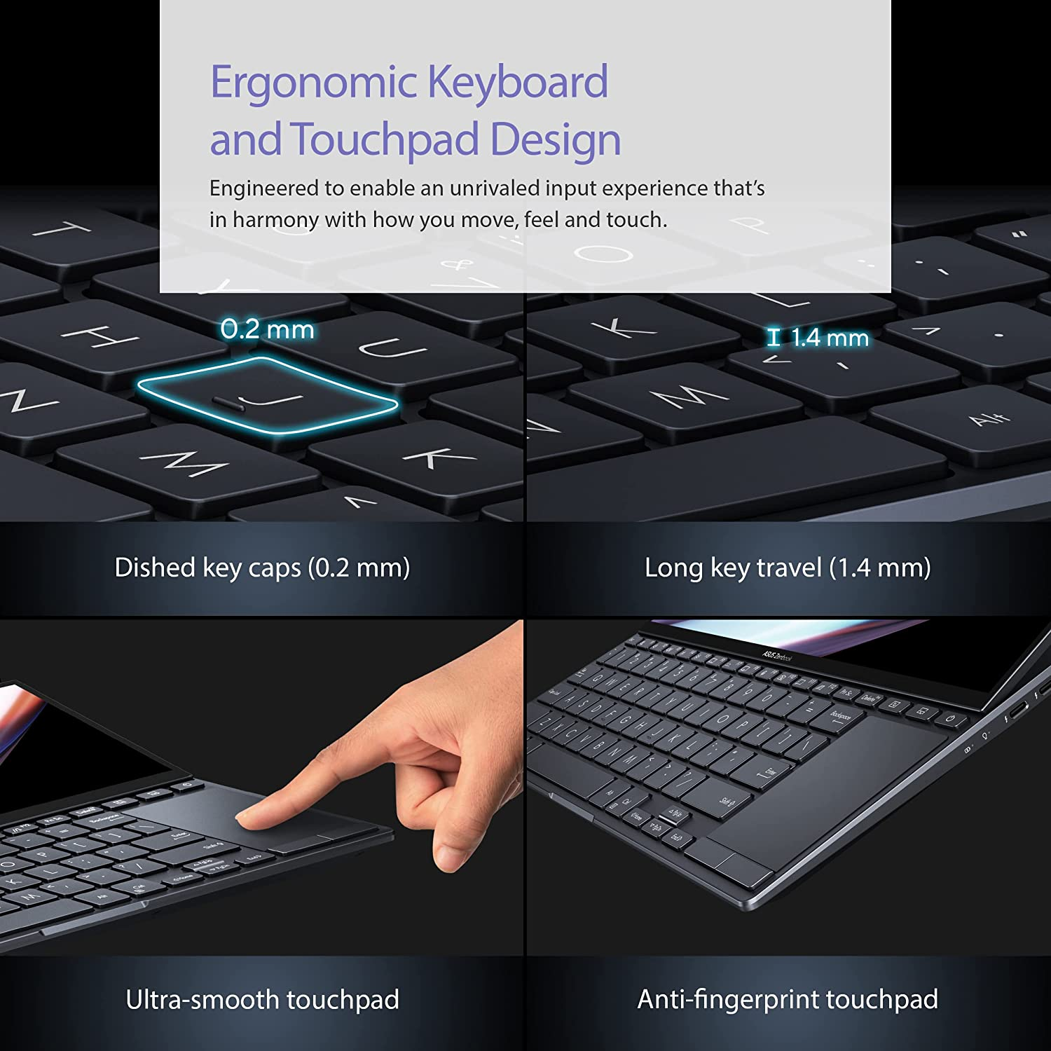 This image shows the keys of the ASUS ZenBook Pro 14 Duo.