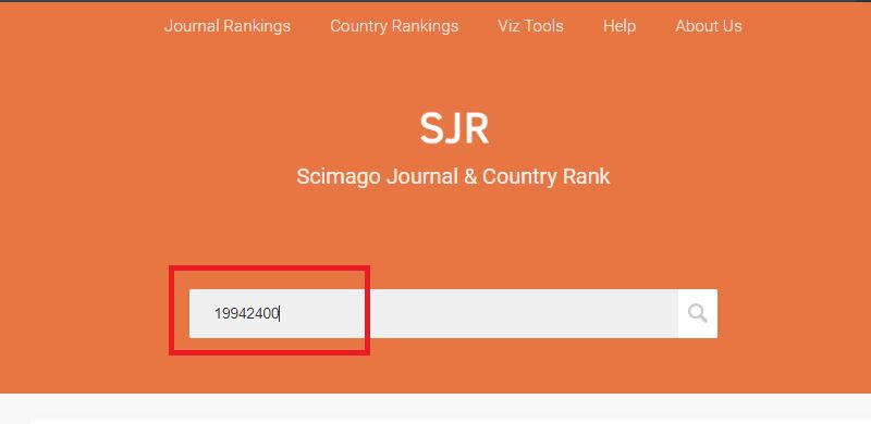 Mengetikkan ISSN pada kolom pencarian saat cek Quartile jurnal di laman Scimago JR