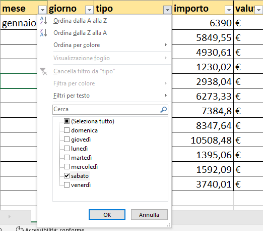 Come usare i filtri di Excel - CorsoSAP
