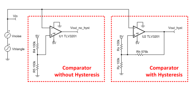 Hysteresis Comparator Circuit Schematics