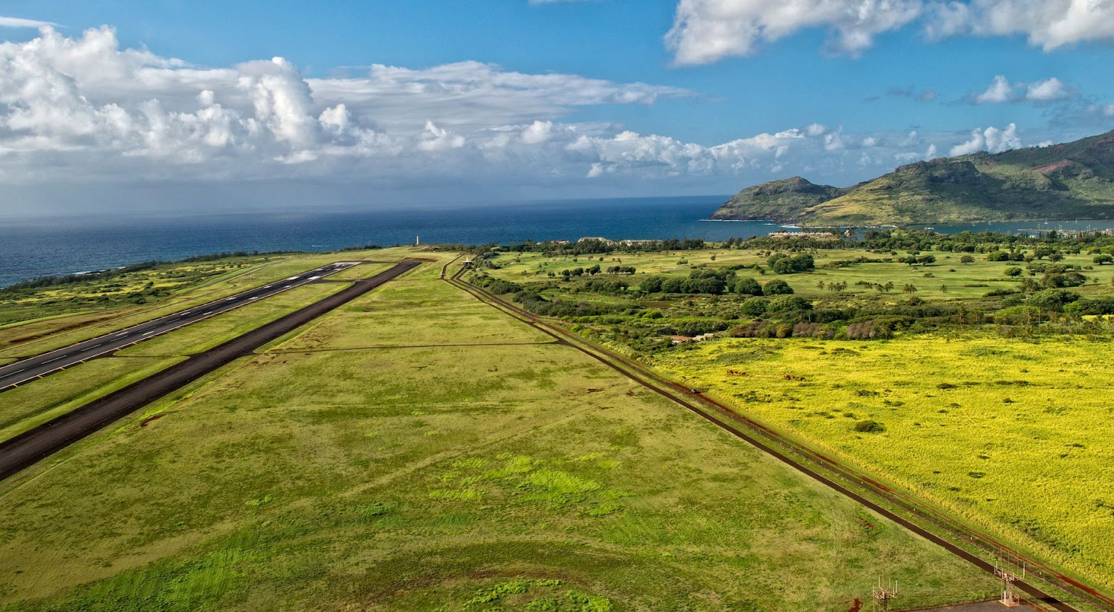 Seaview from an airport runway on Maui