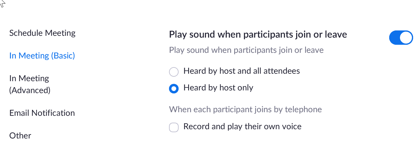 in meeting basic settings for entrance chime