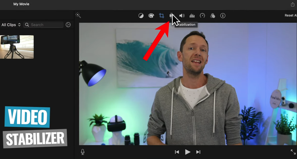 Select the Video Stabilizer button if your footage is shaky 