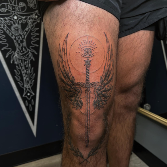 Wings Sword Evil Eye Tattoo