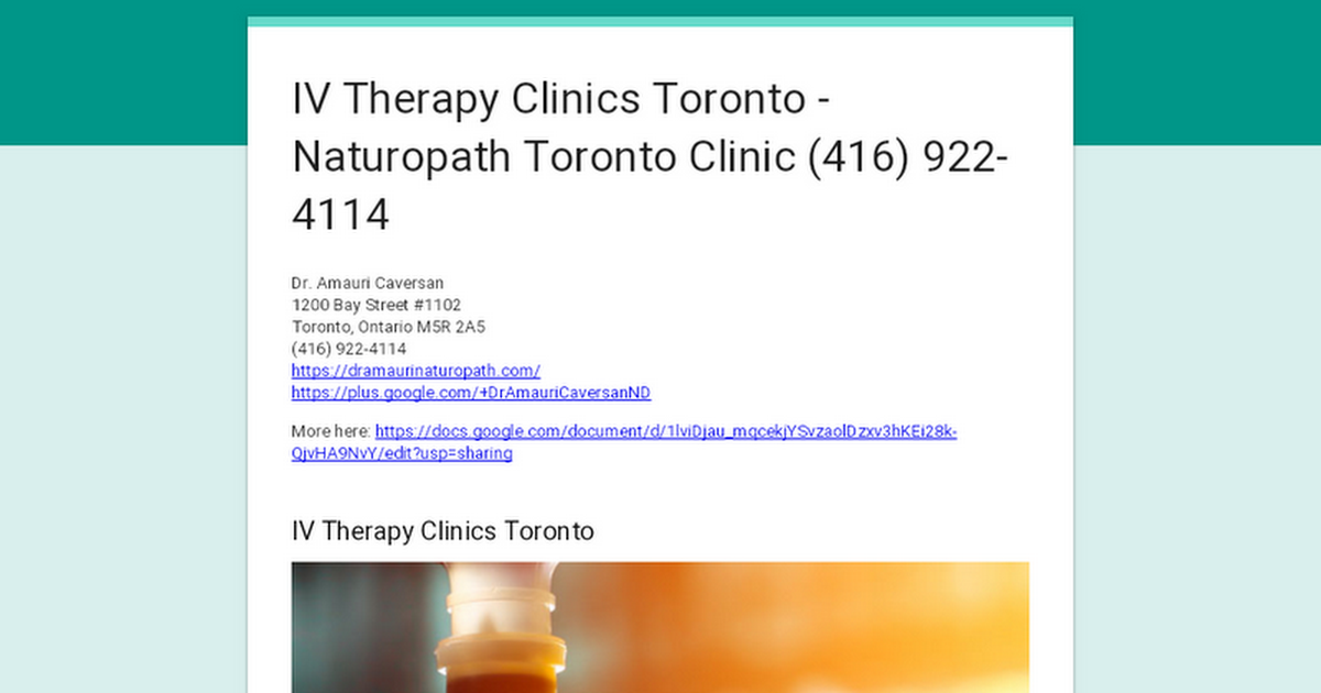 Iv therapy clinics toronto naturopath toronto clinic 416 922 4114