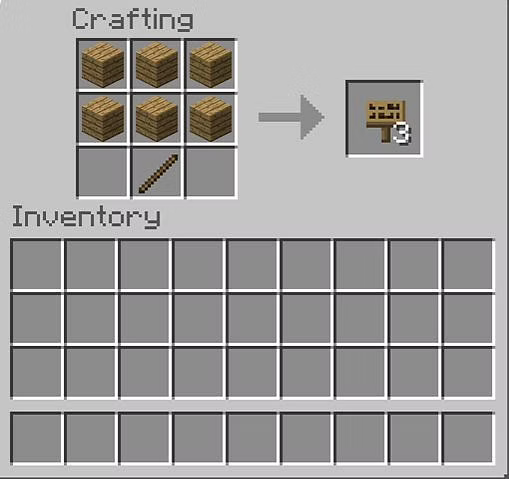 How to make an Oak Sign in Minecraft