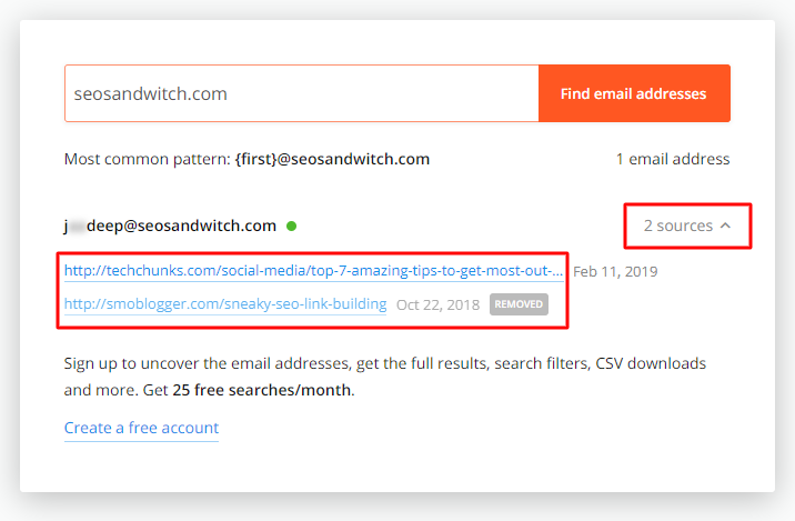 Hunter Email Address Sources