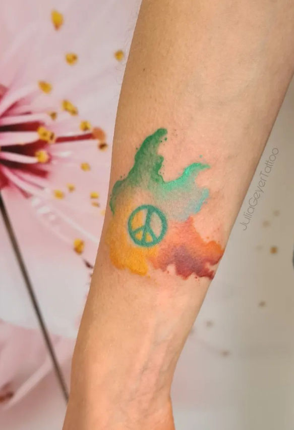 Watercolor Peace Tattoo