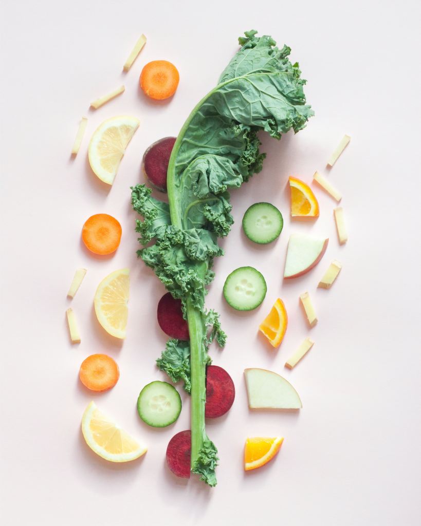 fruits + vegetables cut up