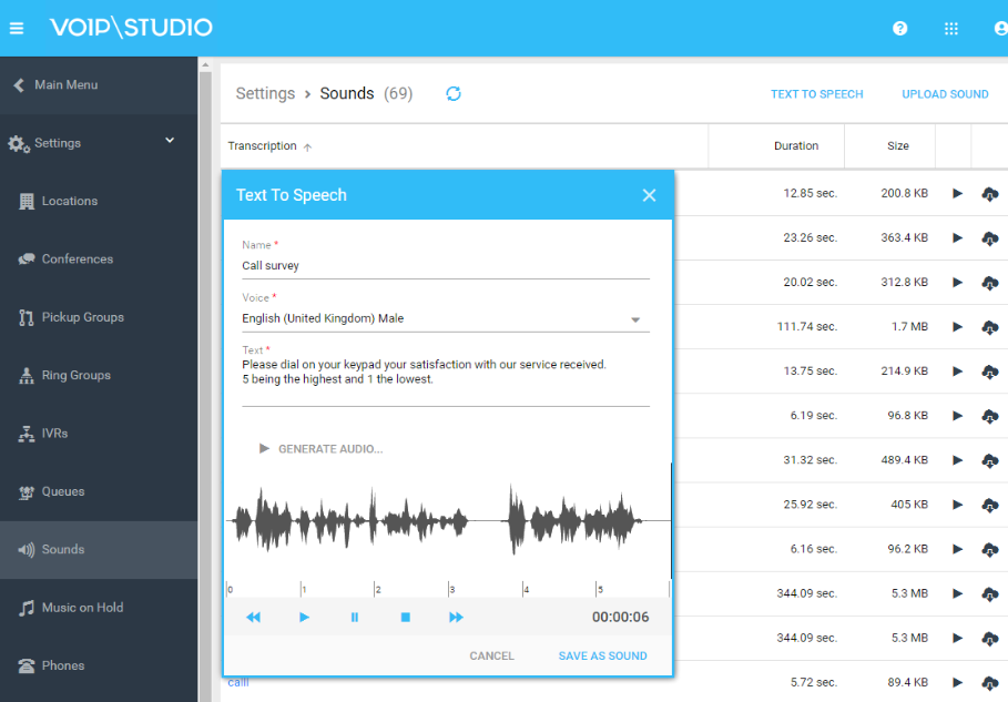 creating voiceover for the survey