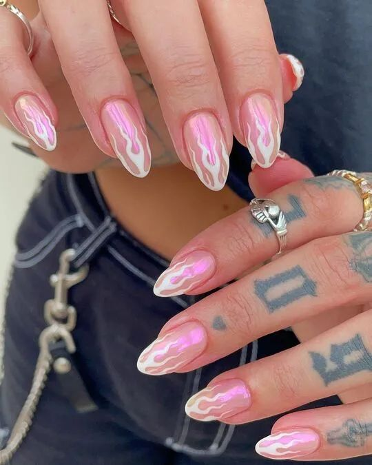 Aesthetic Nails: This flame nail design is beautiful and perfect for all seasons