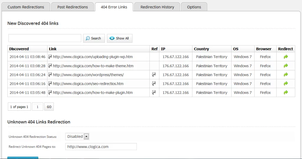 404 Links discovered