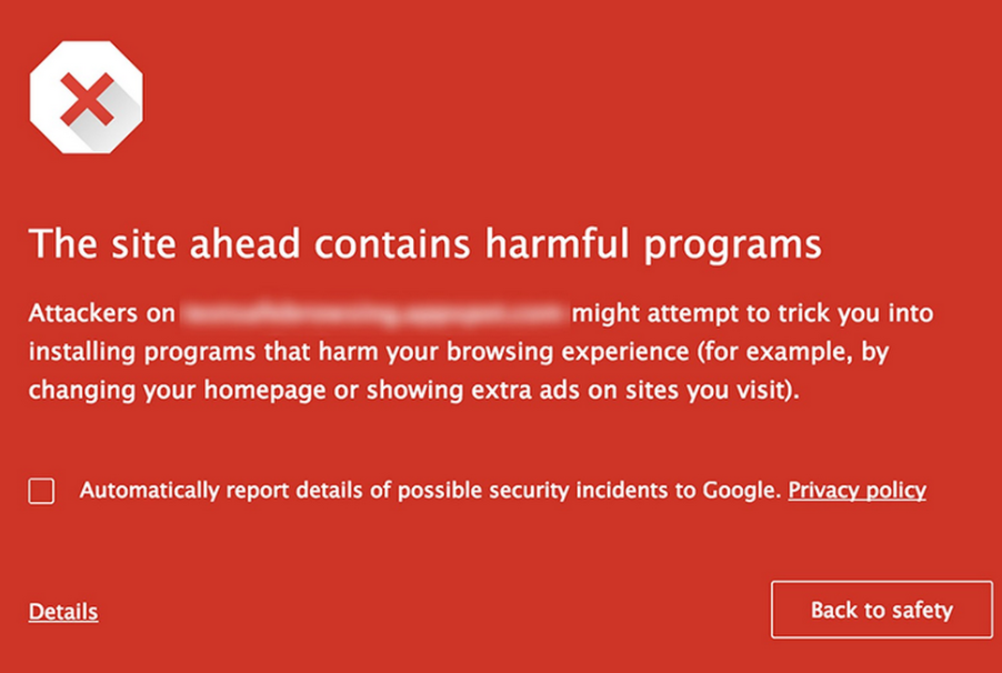 google warning message