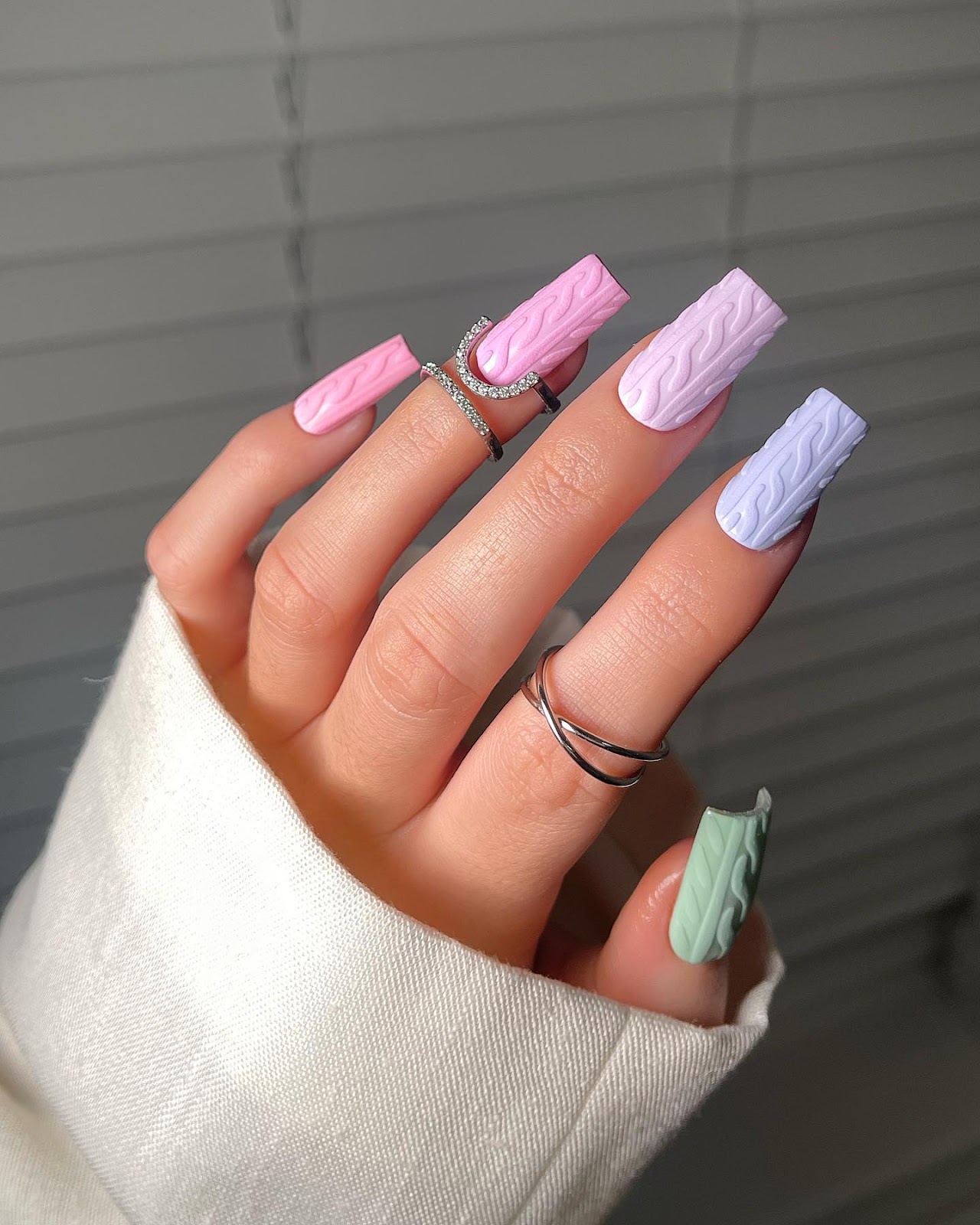 Rainbow pastel nail design for summer nails