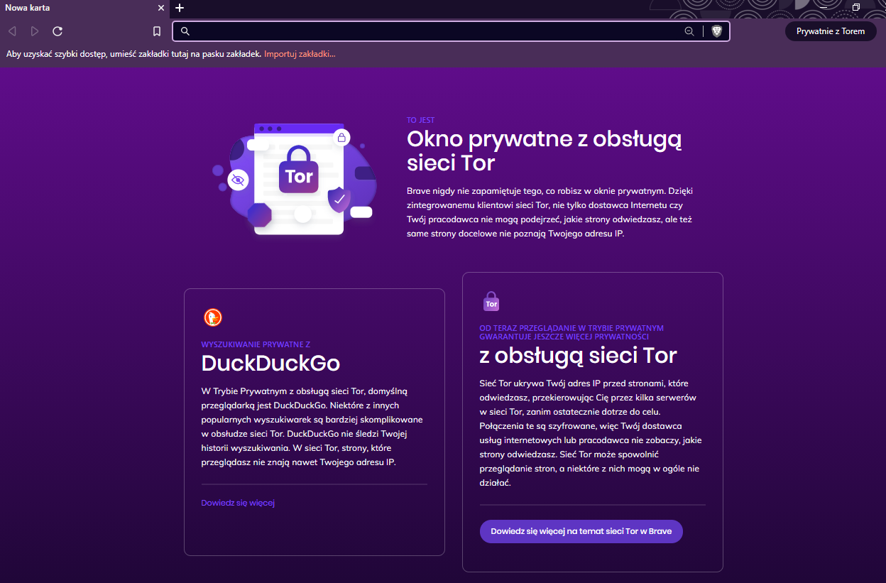 Błąd w przeglądarce Brave - twój dostawca internetu mógł widzieć, jakie  strony .onion odwiedzasz
