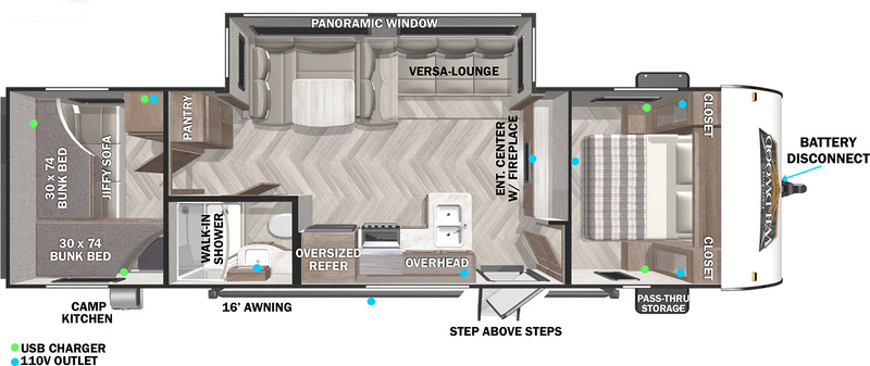 Best Travel Trailers with Office Space Forest River X-Lite 273QBXL Floorplan