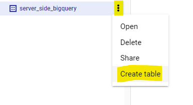 Create a new BigQuery table