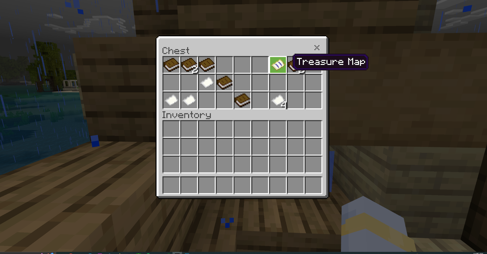 This image shows how the treasure map can be found in a sunken ship chest.