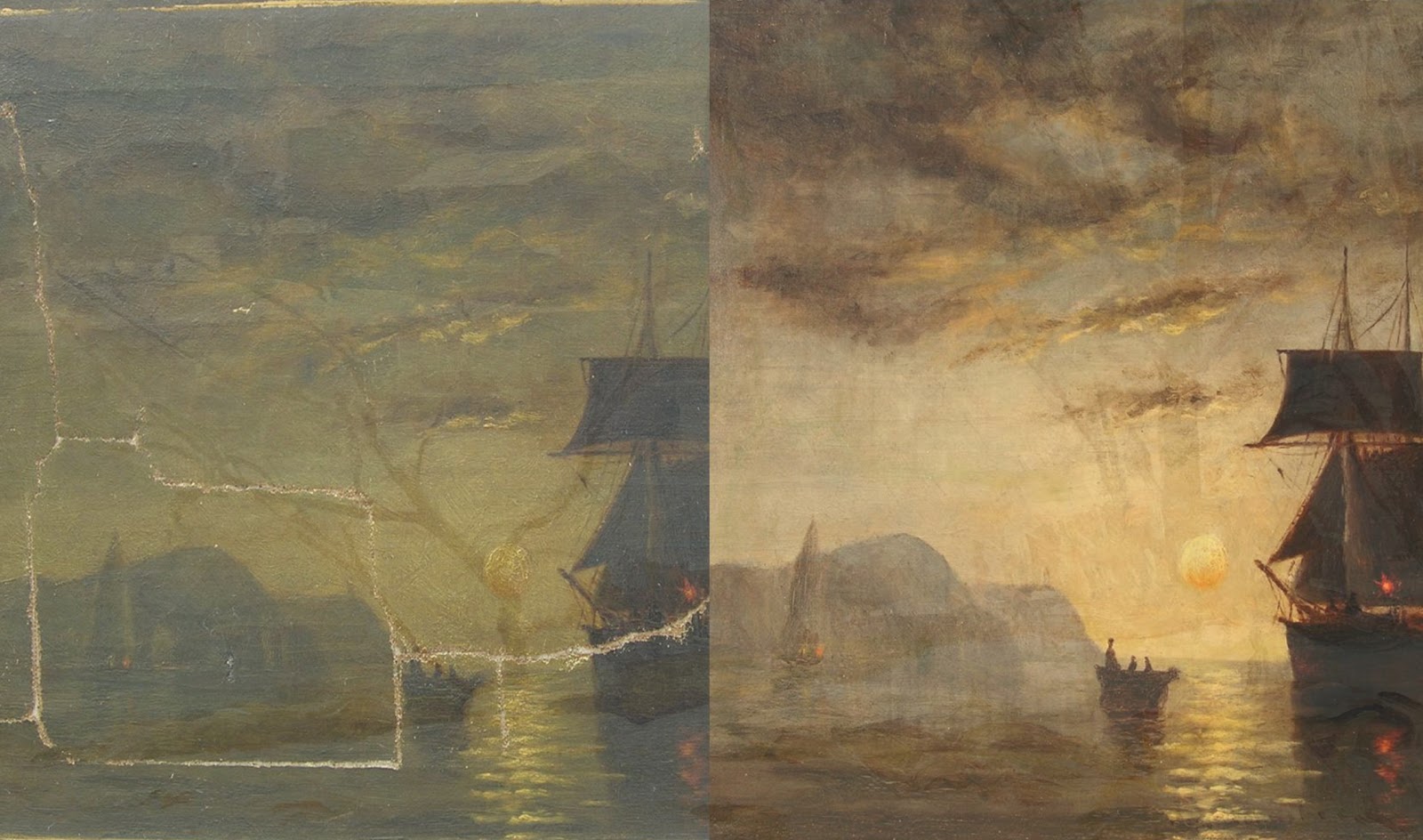 Extensive painting conservation, from the Gratz Gallery & Conservation Studio.